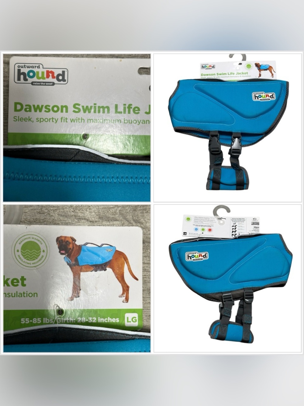 Large Dog Outward Hound Dawson Swim Life Vest Jacket bright blue floatation NWT